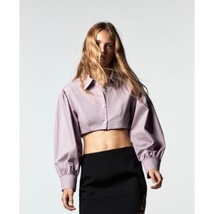 Zara Cropped Poplin Shirt